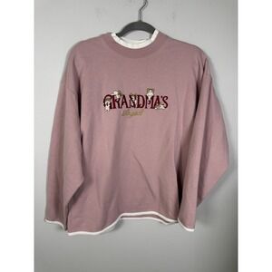 Vintage 90s Crewneck Double Layer‎ Look Grandma's Angels Pink Cute Sweatshirt